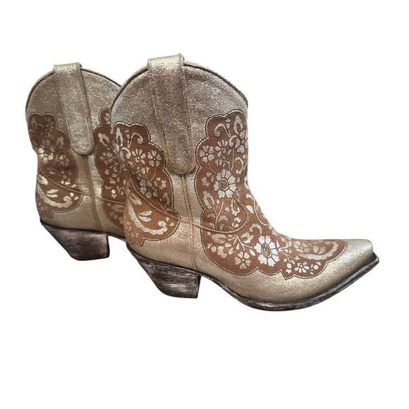 Old Gringo Women's Floral Embroidered Migissi Taupe Western Chelsea Boots Size 7 - Picture 2 of 8